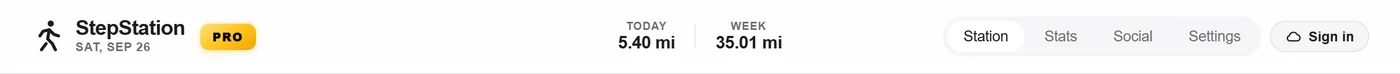 The header on every tab: Today, Week and the clock